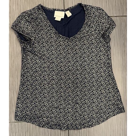 Cynthia Rowley Womens Short Sleeve Linen Shirt Blue With Gold Stars Size Small - Picture 1 of 5